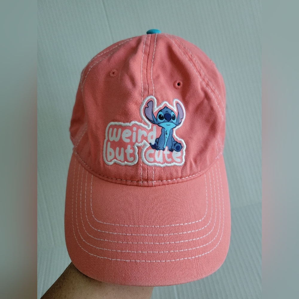 Disney Parks Women's Lilo & Stitch Weird But Cute Pink Graphic Hat Cap